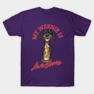 Fun Loving Weenie Dog Earning Awesome Award T-Shirt